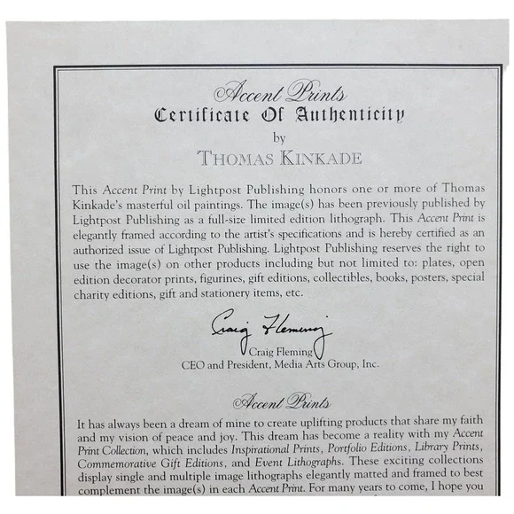 Thomas‎ Kinkade Accent Prints Framed Art Serene Cottage Psalm 23 Gold Frame - Picture 3 of 16